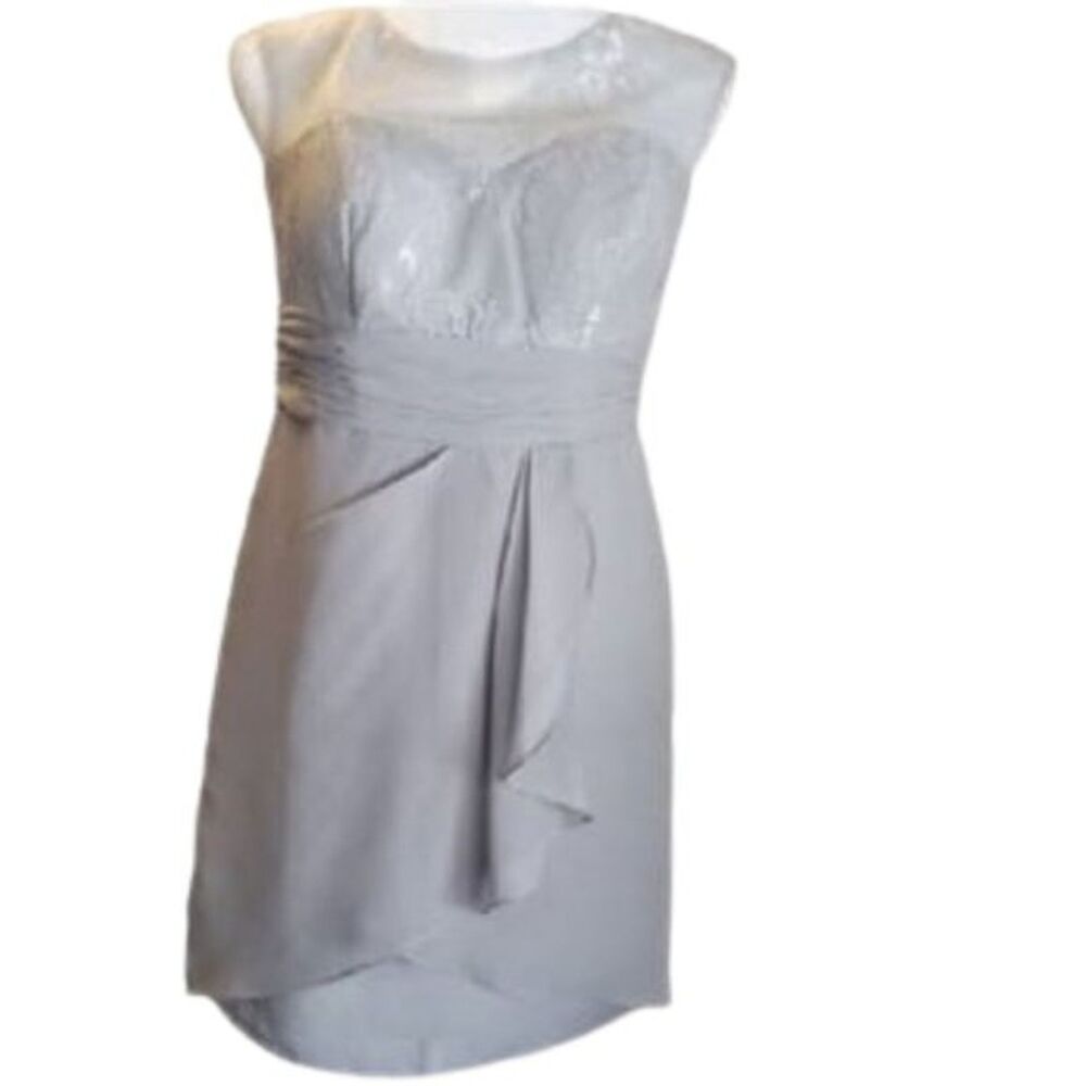 Lovejoy Formal Light Gray Dress W/Jacket, Lace, Custom Made=4 See Measurements